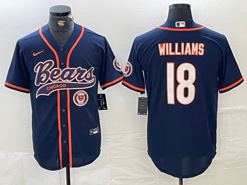 Men Chicago Bears 18 Williams Blue Joint Name 2024 Nike Limited NFL Jersey style 4